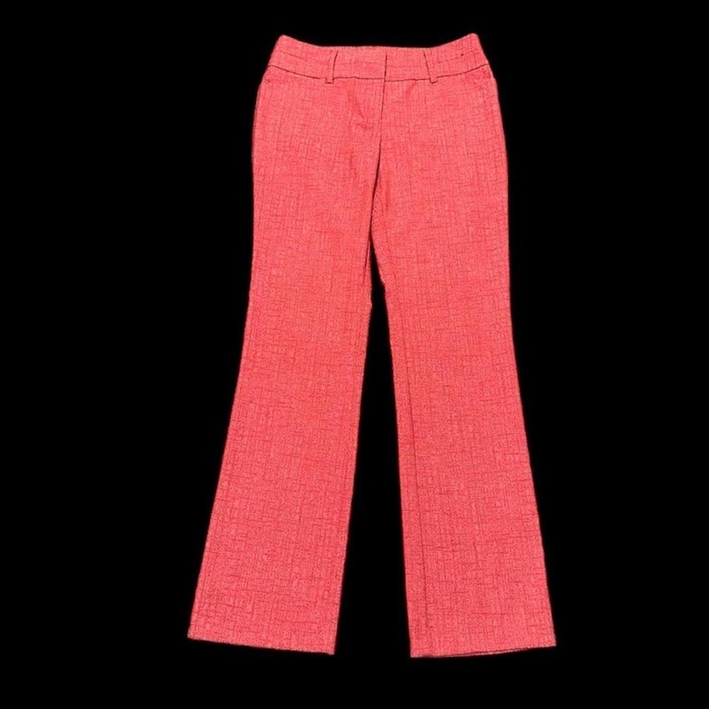7th Avenue by New York & Company Red Straight Leg Low Rise Print Pants Size 4